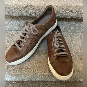 Trask woven leather sneakers business casual lace up shoes. Sz 13. Medium brown